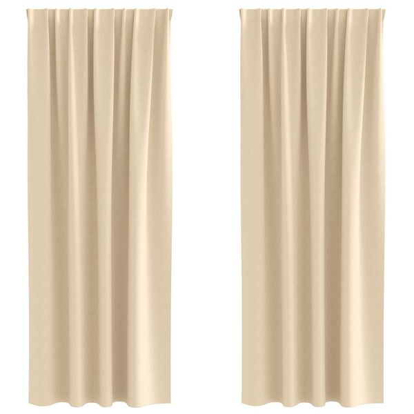 vidaXL Κουρτίνες με κουρτίνες 2 pcs Κρεμ 245 x 140 εκ. Πολυεστέρας