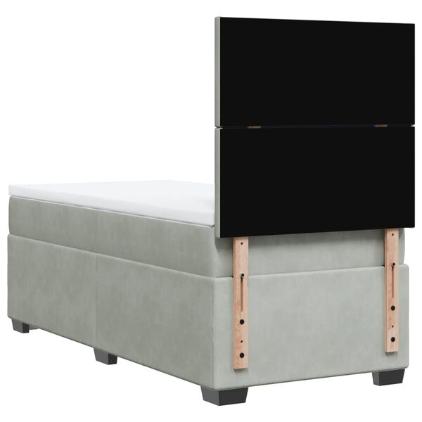 vidaXL Κρεβάτι Boxspring με Στρώμα Ανοιχτό Γκρι 90x200 εκ. Βελούδινο
