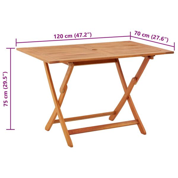 vidaXL Τραπέζι Κήπου Πτυσσόμενο 120x70x75 εκ. Μασίφ Ξύλο Ευκαλύπτου