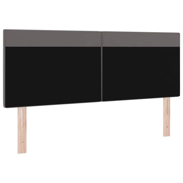 vidaXL LED κεφαλάρι Γκρι 160 cm Τεχνητό Δέρμα