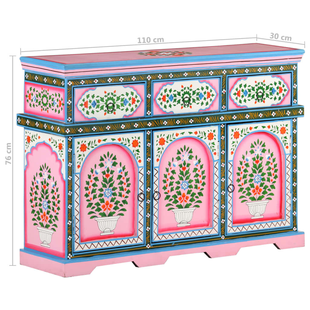 vidaXL Ντουλάπι με Χειροπ. Λεπτομέρειες 110x30x76 εκ Μασίφ Ξύλο Μάνγκο