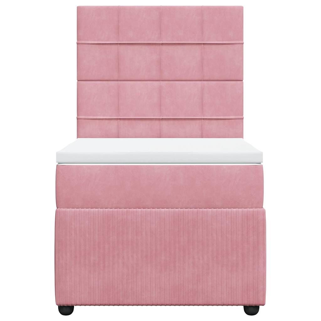 vidaXL Κρεβάτι Boxspring με Στρώμα Ροζ 80 x 200 εκ. Βελούδινο