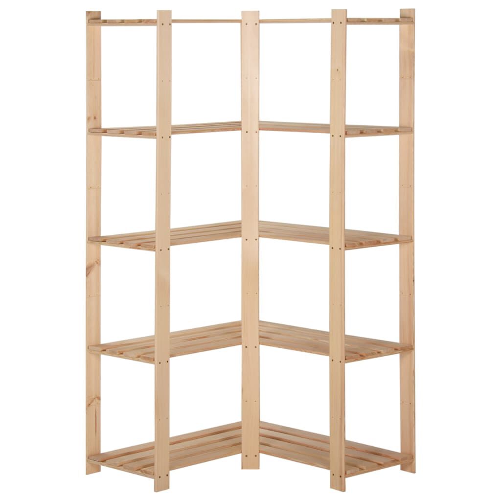 vidaXL Γωνιακή Ραφιέρα 5 Επιπέδων 82,5x82,5 x170 εκ. Μασίφ Ξύλο Πεύκου