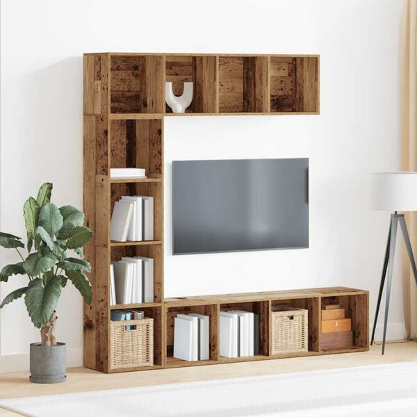 ντουλάπια βιβλίου vidaXL 3 τεμάχια παλιό ξύλο κατασκευασμένο από ξύλο