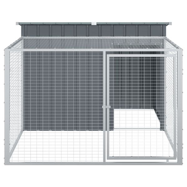 vidaXL Σπιτάκι Σκύλου με Αυλή Ανθρακί 153x194x110 εκ. Γαλβαν. Χάλυβας