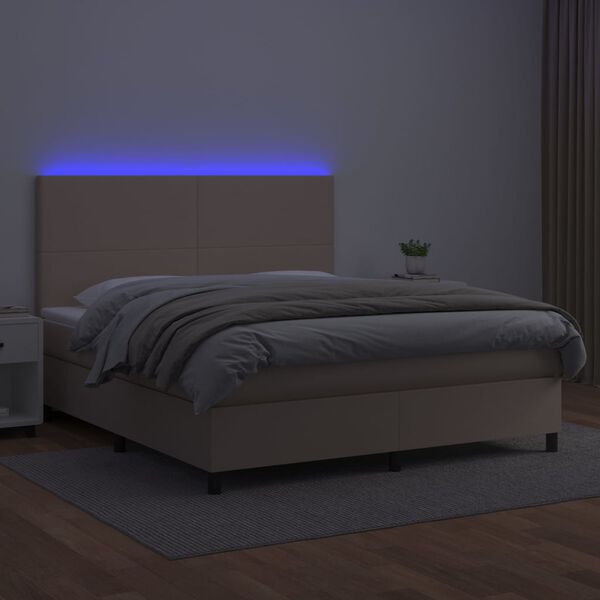 vidaXL &Kappa;&rho;&epsilon;&beta;ά&tau;&iota; Boxspring &Sigma;&tau;&rho;ώ&mu;&alpha;&LED &Kappa;&alpha;&pi;&omicron;&upsilon;&tau;&sigma;ί&nu;&omicron; 160x200 &epsilon;&kappa;. &Sigma;&upsilon;&nu;&theta;. &Delta;έ&rho;&mu;&alpha;