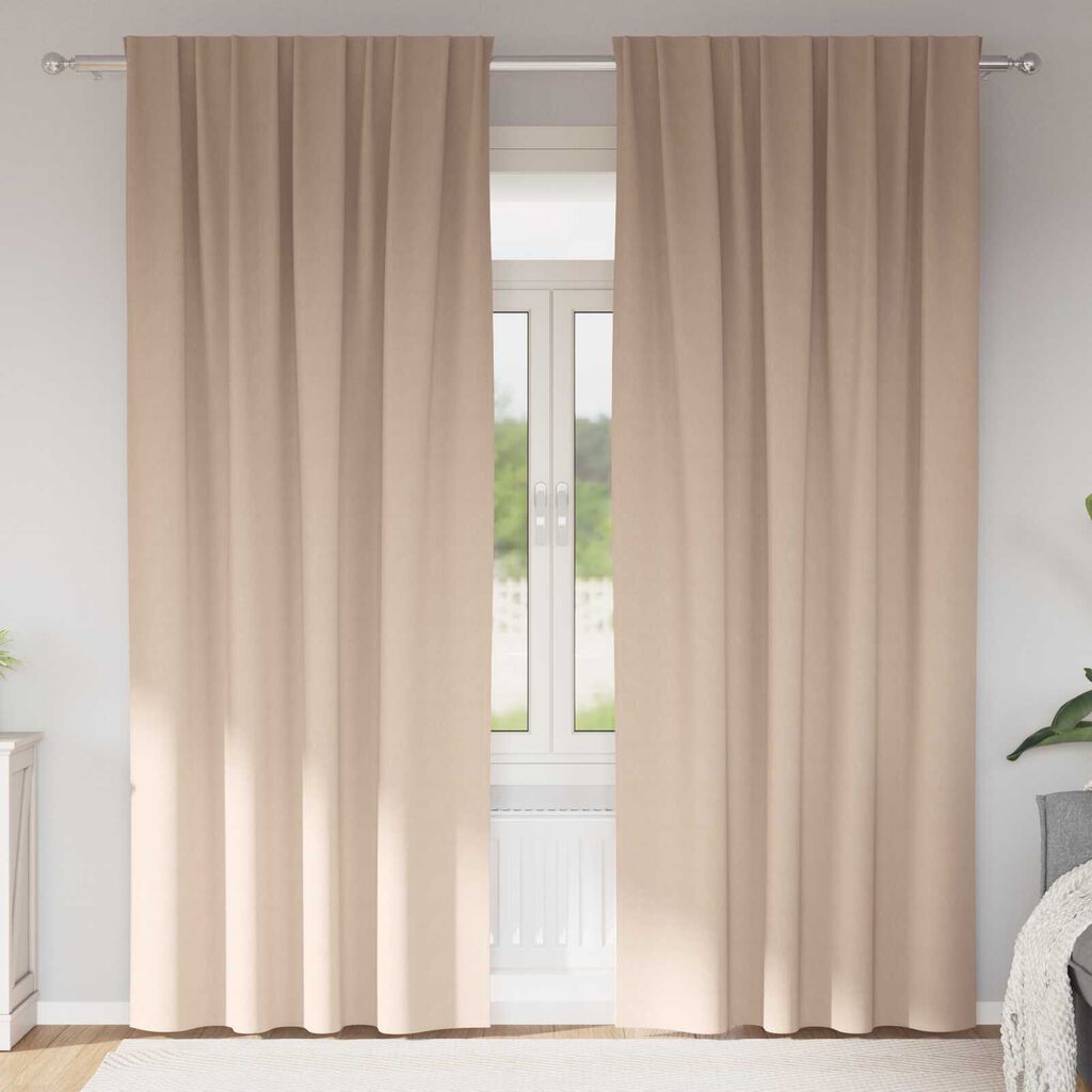 vidaXL Κουρτίνες με κουρτίνες 2 pcs Taupe 225 x 140 εκ. Πολυεστέρας