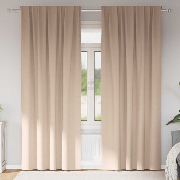 vidaXL Κουρτίνες με κουρτίνες 2 pcs Taupe 225 x 140 εκ. Πολυεστέρας