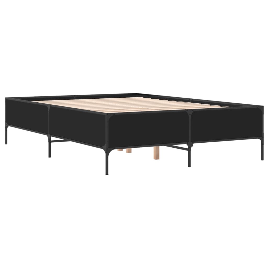 vidaXL Πλαίσιο Κρεβατιού Μαύρο 160 x 200 εκ. Επεξ. Ξύλο & Μέταλλο