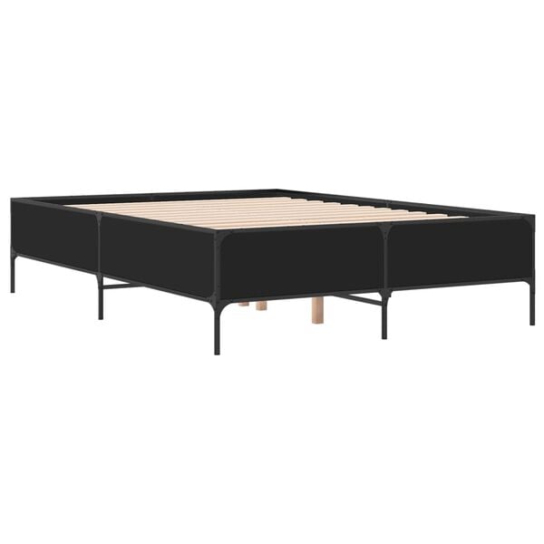 vidaXL Πλαίσιο Κρεβατιού Μαύρο 160 x 200 εκ. Επεξ. Ξύλο & Μέταλλο