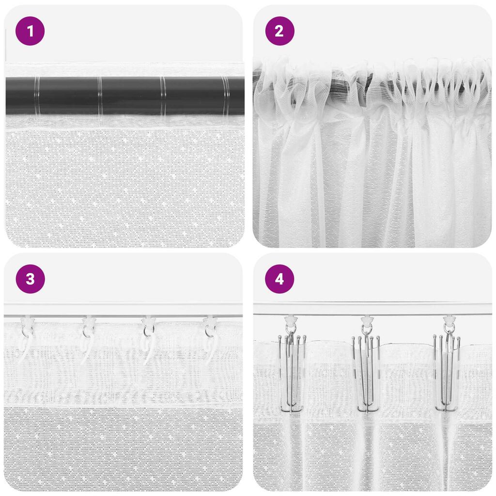 vidaXL Κουρτίνα Δαντέλας με κουρτίνες Floral Λευκό 150 x 120 cm Πολυεστέρας