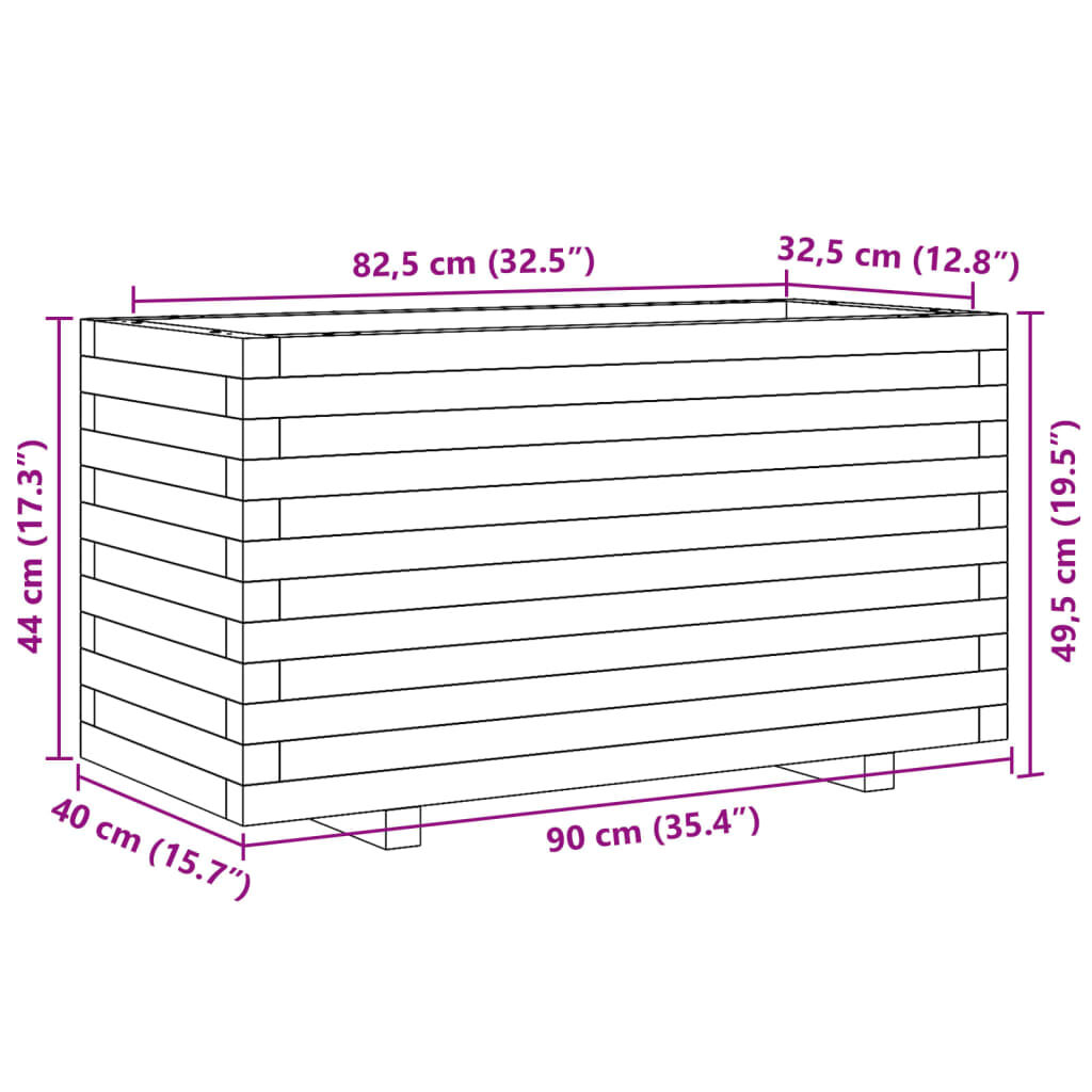 vidaXL Ζαρντινιέρα Κήπου 90x40x49,5 εκ. από Μασίφ Ξύλο Ψευδοτσούγκας