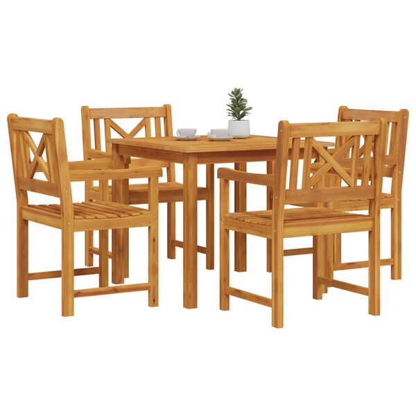 vidaXL Σέτ φαγητού για κήπο 5 pcs Καφέ Μασίφ ξύλο ακακίας