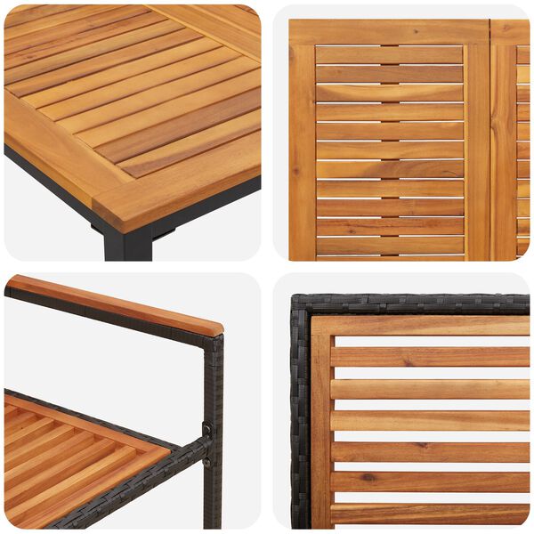 vidaXL Σέτ φαγητού για κήπο 3 pcs Μαύρο και Ξύλο 90 x 90 x 75 cm