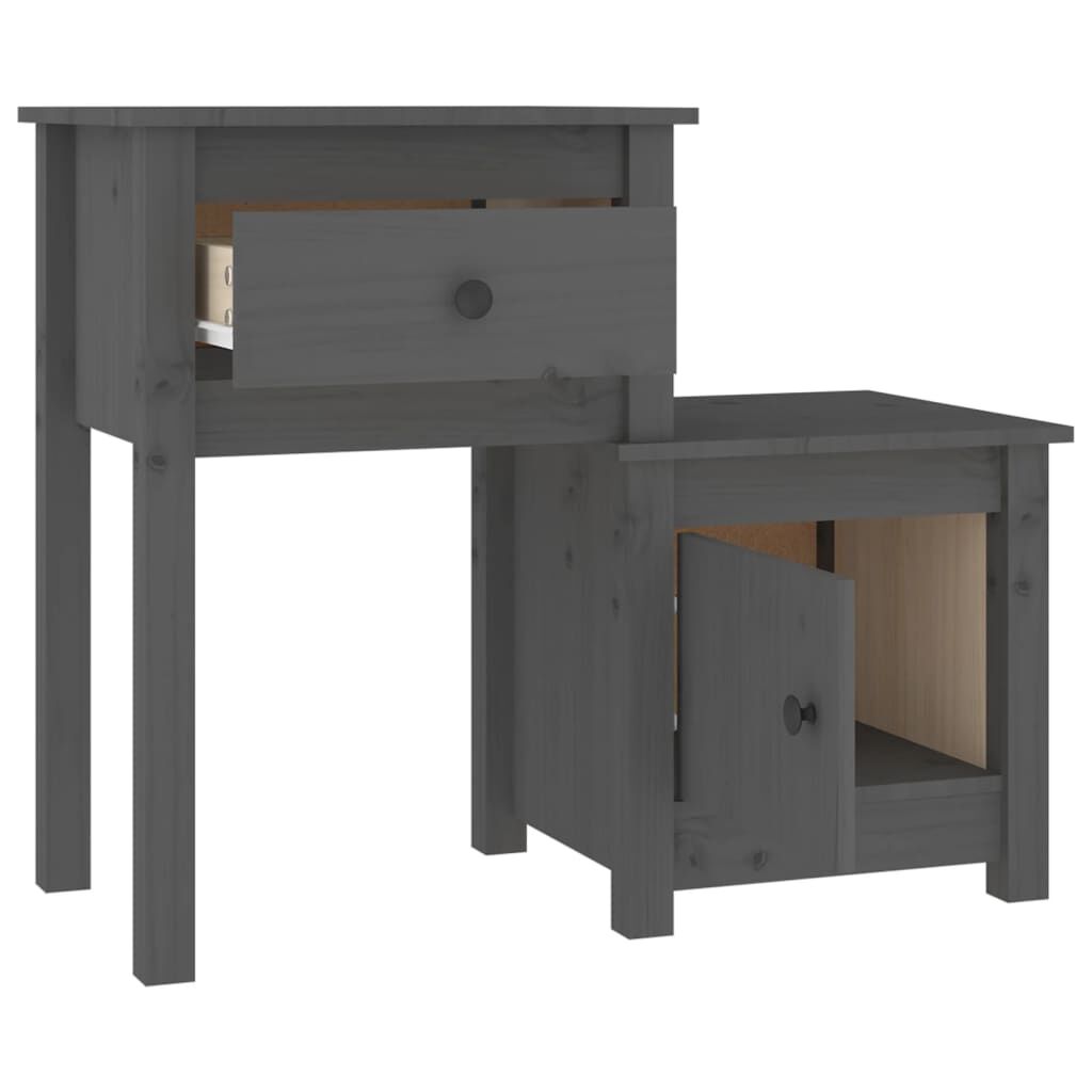 vidaXL Κομοδίνο Γκρι 79 x 38 x 65,5 εκ. από Μασίφ Ξύλο Πεύκου