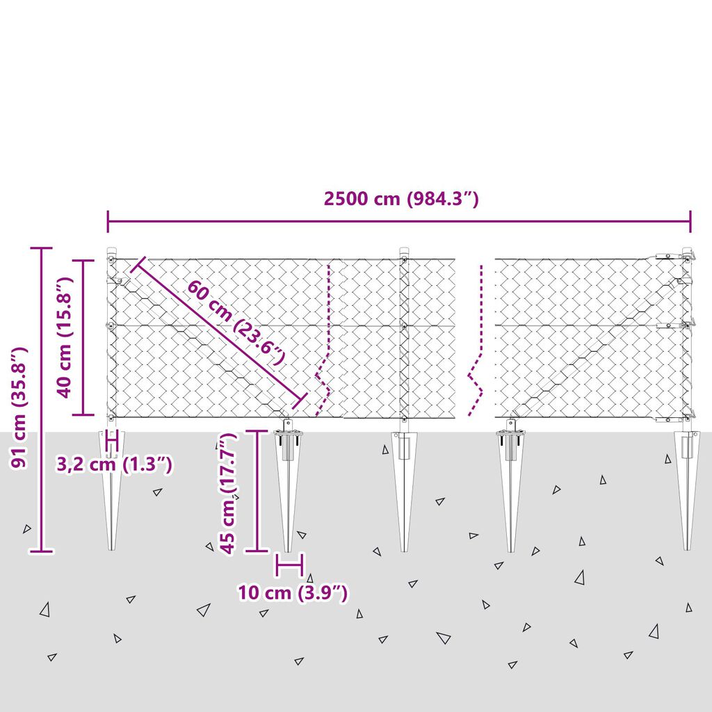 vidaXL Περίφραξη Εξάγωνη Πράσινη 0,4x25 m Ατσάλι