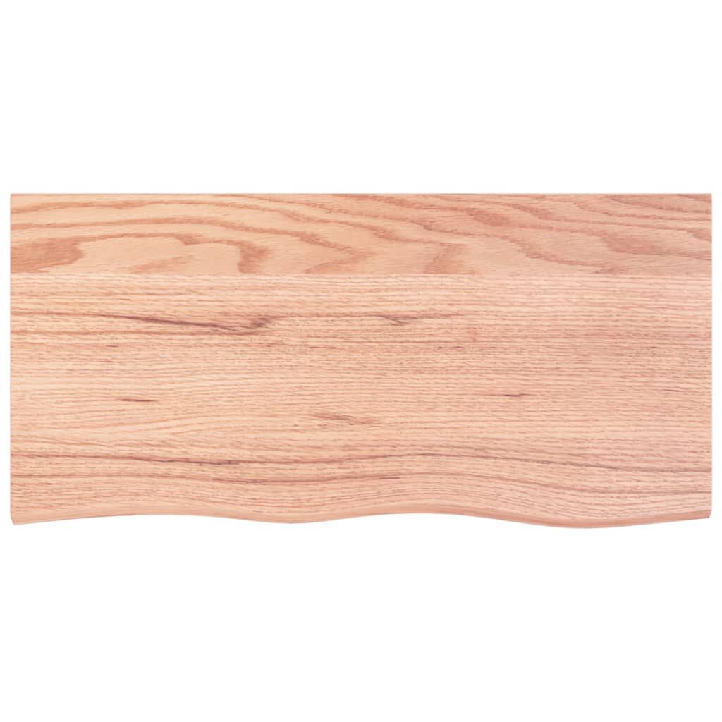 vidaXL Ράφι Τοίχου Ανοιχτό Καφέ 100x50x(2-6)εκ. Επεξ. Μασίφ Ξύλο Δρυός