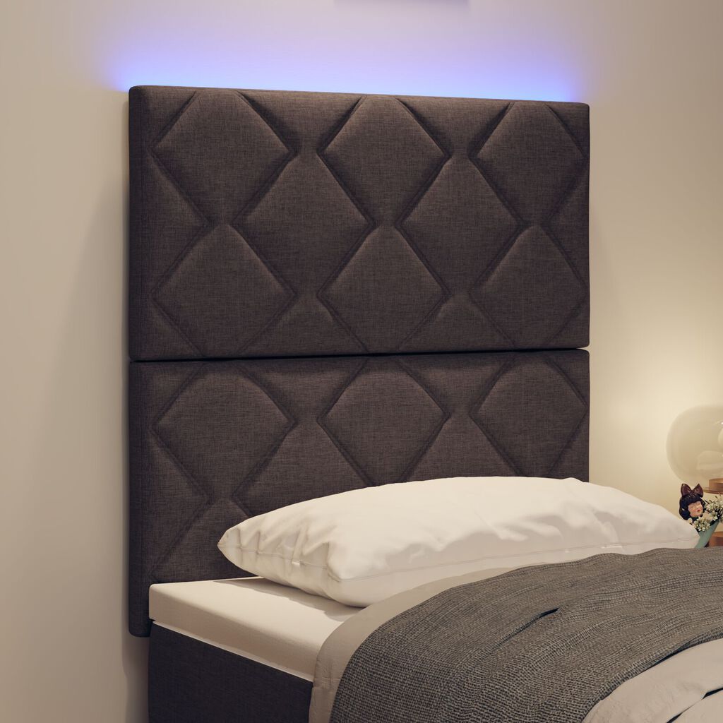 vidaXL LED Κεφαλάρι Σχέδιο Διαμαντιών Σκούρο Καφέ 80 εκ Ύφασμα