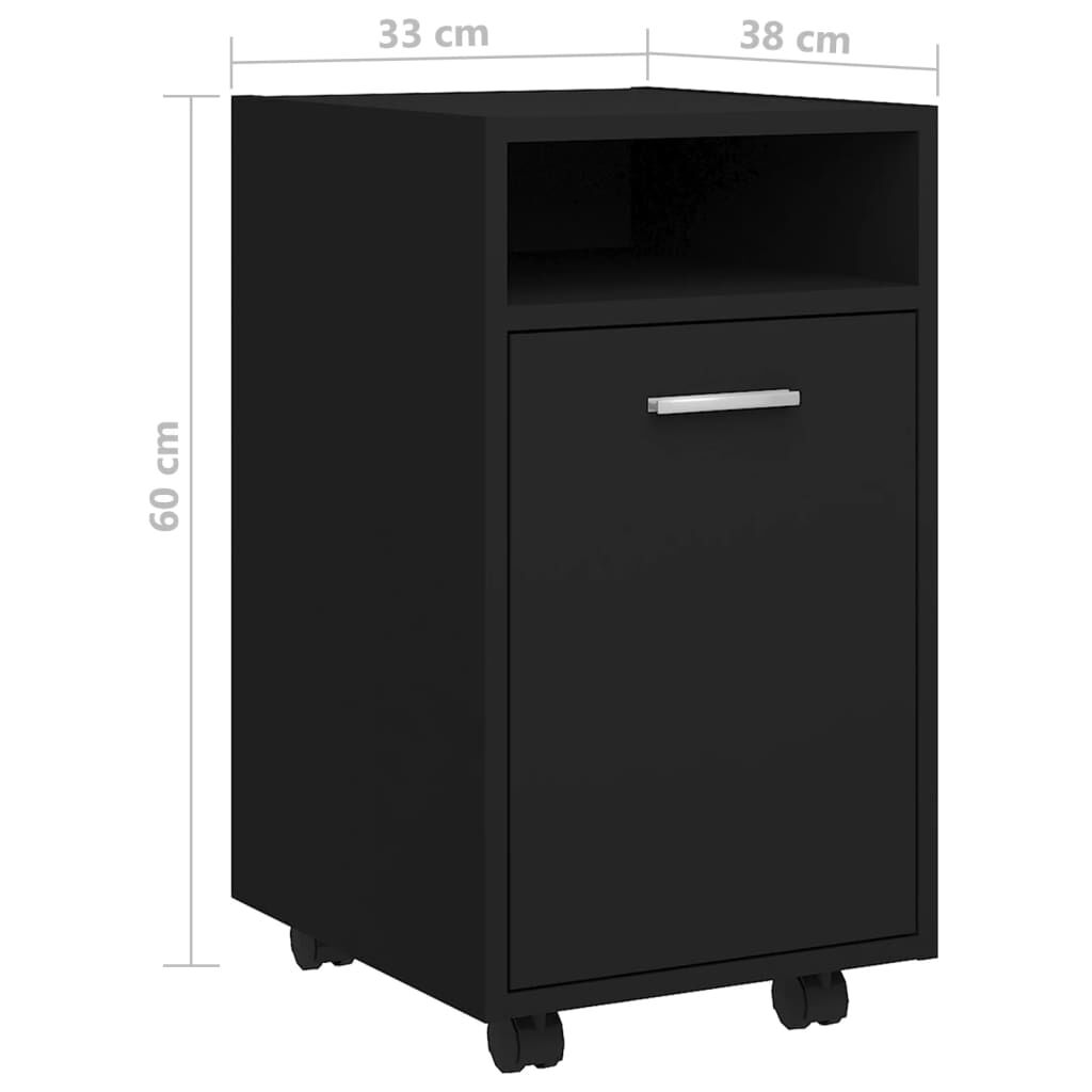 vidaXL Βοηθητικό Ντουλάπι με Τροχούς Μαύρο 33x38x60 εκ από Επεξ. Ξύλο