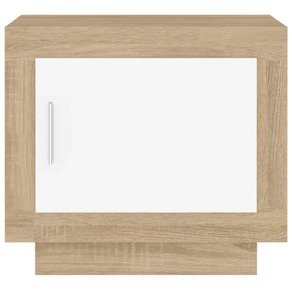 vidaXL Τραπεζάκι Σαλονιού Λευκό & Sonoma Δρυς 51x50x45 εκ. Επεξ. Ξύλο