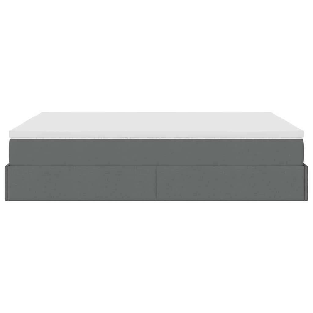 vidaXL Οθωμανικό κρεβάτι με στρώμα Σκούρο γκρι 140x200cm ύφασμα