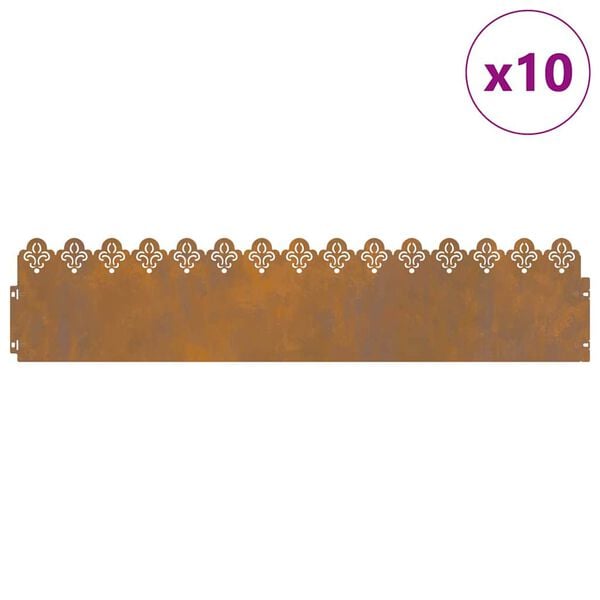 vidaXL Περιγράμματα γκαζόν 10 pcs Σκ rusty 103 x 0,05 x 22 εκ