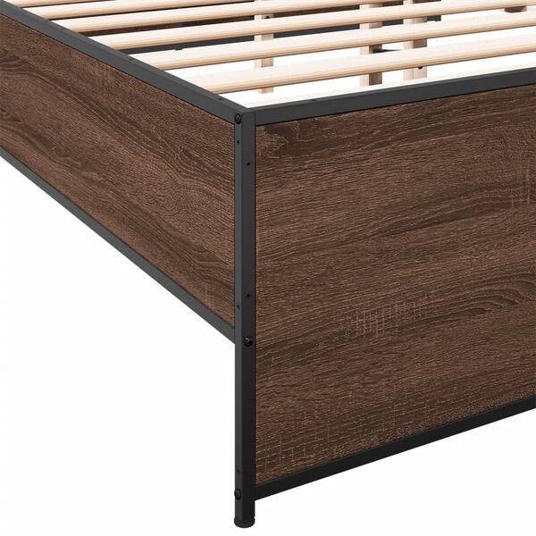 vidaXL Πλαίσιο Κρεβατιού Καφέ Δρυς 120x190 εκ. Επεξ. Ξύλο & Μέταλλο