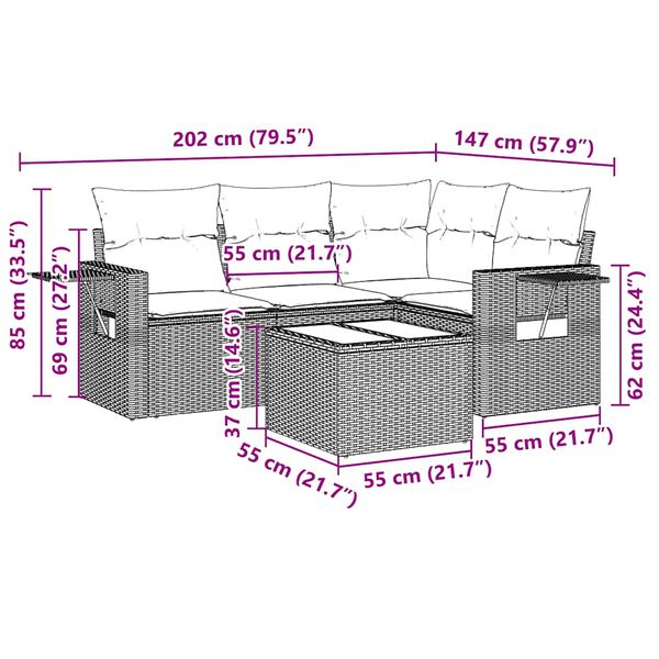 vidaXL &Sigma;&alpha;&lambda;ό&nu;&iota; &Kappa;ή&pi;&omicron;&upsilon; &Sigma;&epsilon;&tau; 5 &Tau;&epsilon;&mu;&alpha;&chi;ί&omega;&nu; &Gamma;&kappa;&rho;&iota; &Sigma;&upsilon;&nu;&theta;&epsilon;&tau;&iota;&kappa;ό &Rho;&alpha;&tau;ά&nu; &mu;&epsilon; &Mu;&alpha;&xi;&iota;&lambda;ά&rho;&iota;&alpha;