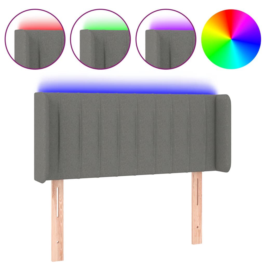 vidaXL Κεφαλάρι Κρεβατιού LED Σκούρο Γκρι 103x16x78/88 εκ. Υφασμάτινο