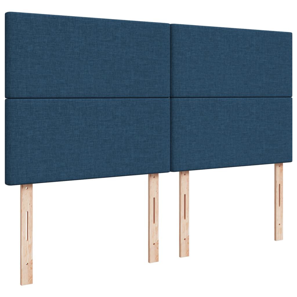 vidaXL Κρεβάτι Boxspring με Στρώμα Μπλε 200x200 εκ. Υφασμάτινο