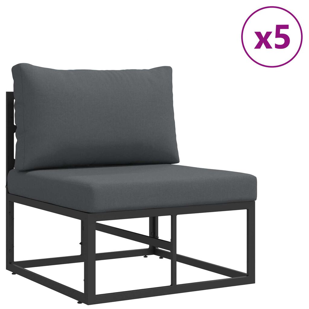 vidaXL Σετ Καναπέ Κήπου 7 pcs Μαύρο 353 x 141.5 x 71 εκ Αλουμίνιο