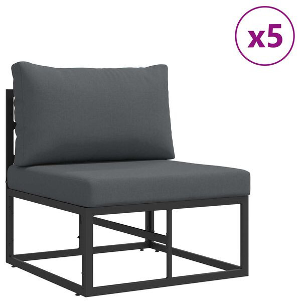 vidaXL Σετ Καναπέ Κήπου 7 pcs Μαύρο 353 x 141.5 x 71 εκ Αλουμίνιο