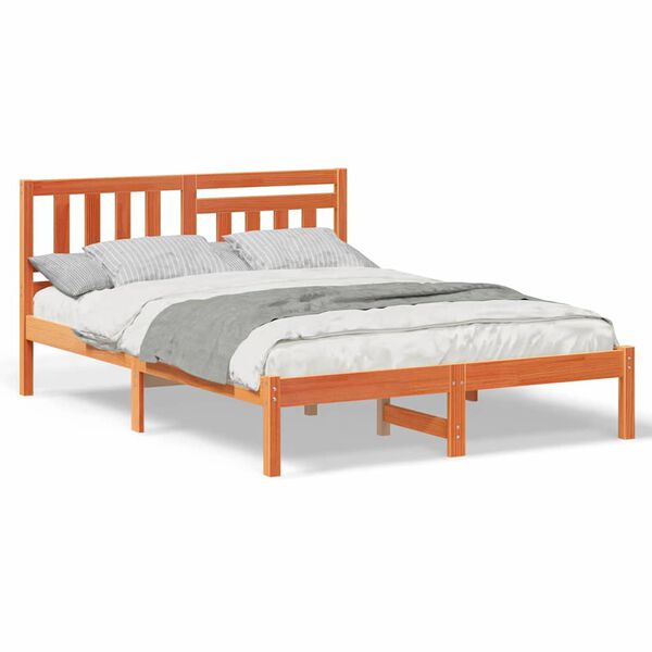 vidaXL Σκελετός Κρεβατιού Καφέ κεριού 120 x 200 cm Μασίφ ξύλο πεύκου