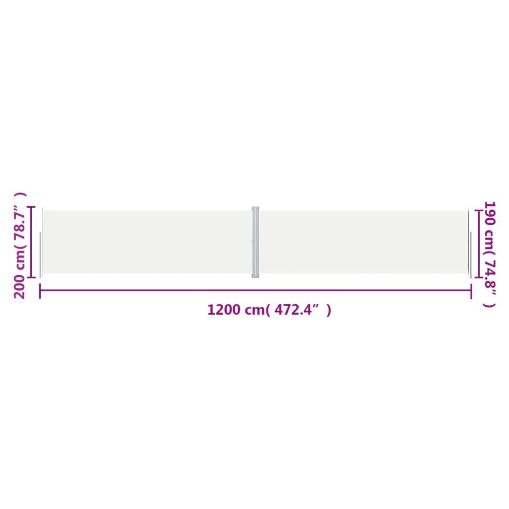 vidaXL Σκίαστρο Πλαϊνό Συρόμενο Κρεμ 200 x 1200 εκ.