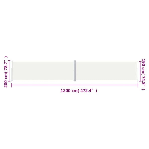 vidaXL Σκίαστρο Πλαϊνό Συρόμενο Κρεμ 200 x 1200 εκ.