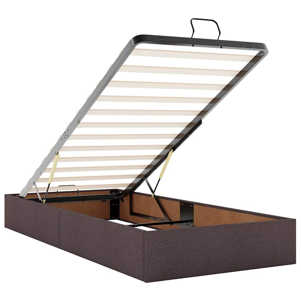 vidaXL Οθωμανικό κρεβάτι με στρώμα & LEDs Σκούρο καφέ 90x190cm ύφασμα