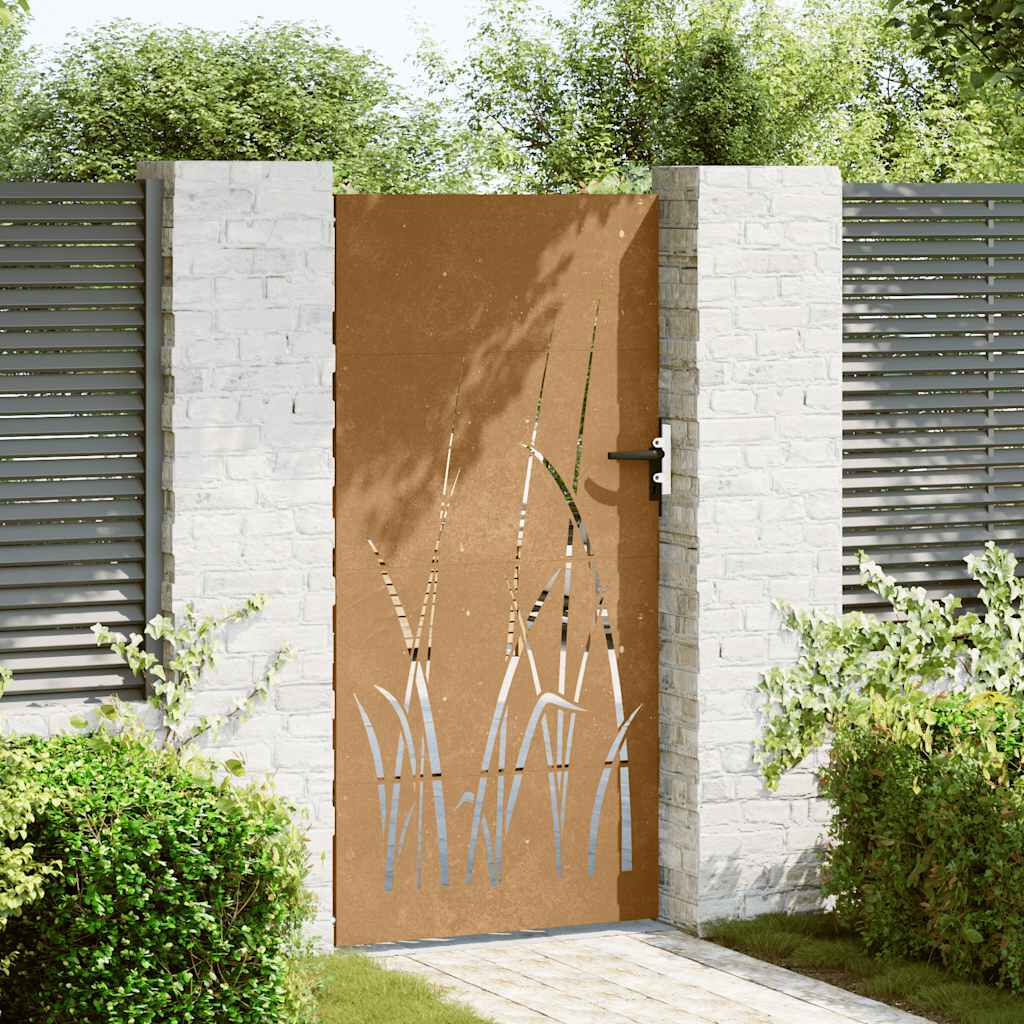 vidaXL Πύλη Κήπου με Σχέδιο Γρασίδι 85 x 200 εκ. από Ατσάλι Corten