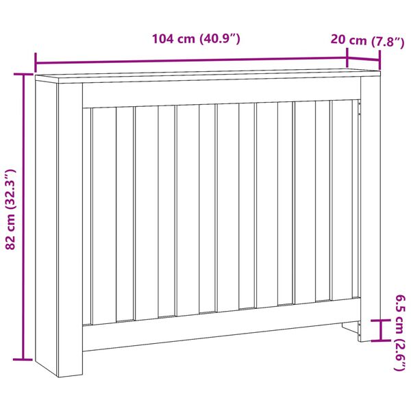 vidaXL Κάλυμμα Καλοριφέρ Λευκό 104x20x82 εκ. από Επεξεργασμένο Ξύλο