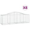 vidaXL Συρματοκιβώτια Τοξωτά 8 τεμ. 200x50x60/80 εκ. Γαλβαν. Ατσάλι