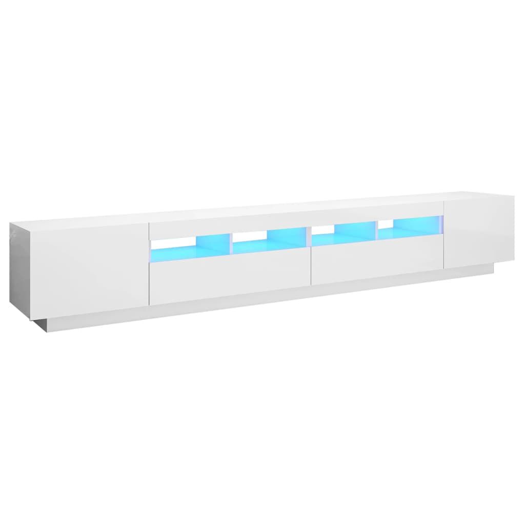 vidaXL Έπιπλο Τηλεόρασης με LED Γυαλιστερό Λευκό 260 x 35 x 40 εκ.