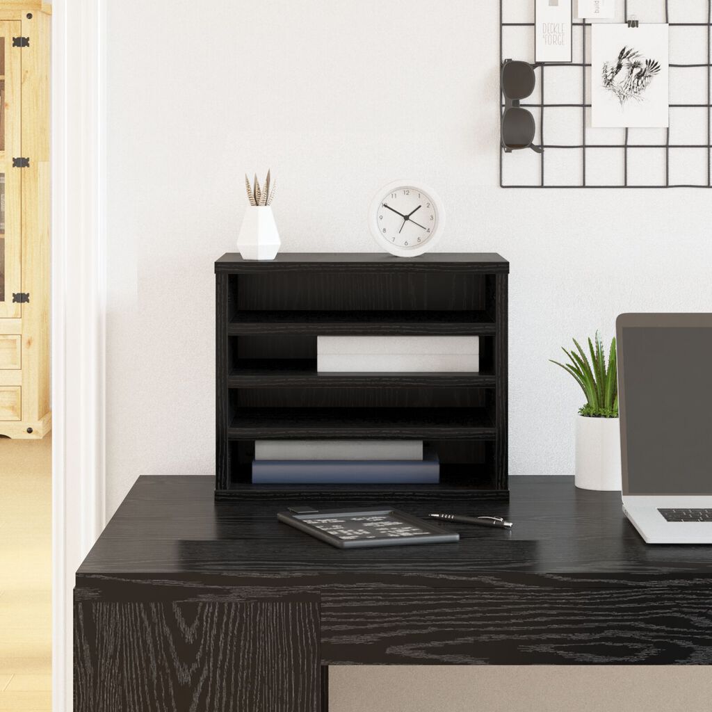 vidaXL Οργανωτής Γραφείου Μαύρη Δρυς 36x26x29.5 cm Επεξεργασμένο Ξύλο