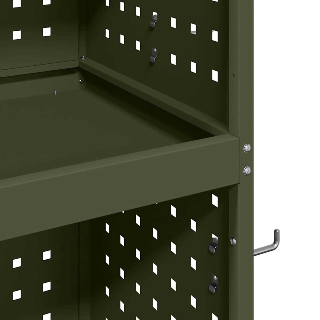 vidaXL Καρότσι εργαλείων με ράφι Λαδί 65 x 35 x 111 εκ Κρύα χάλυβας