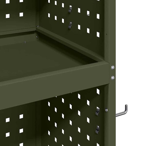 vidaXL Καρότσι εργαλείων με ράφι Λαδί 65 x 35 x 111 εκ Κρύα χάλυβας