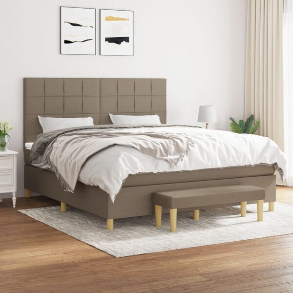 vidaXL &Kappa;&rho;&epsilon;&beta;ά&tau;&iota; Boxspring &mu;&epsilon; &Sigma;&tau;&rho;ώ&mu;&alpha; Taupe 160x200 &epsilon;&kappa;. &Upsilon;&phi;&alpha;&sigma;&mu;ά&tau;&iota;&nu;&omicron;
