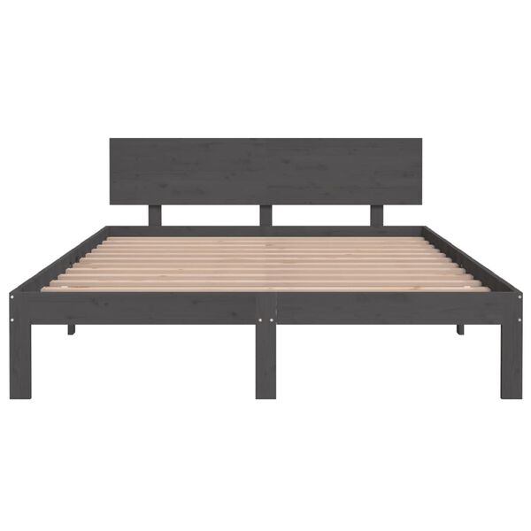 vidaXL Πλαίσιο Κρεβατιού Γκρι 140 x 200 εκ. από Μασίφ Ξύλο Πεύκου