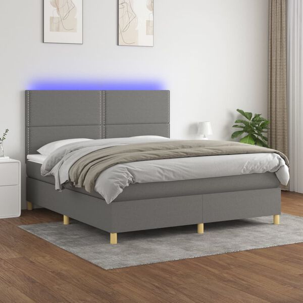 vidaXL &Kappa;&rho;&epsilon;&beta;ά&tau;&iota; Boxspring &mu;&epsilon; &Sigma;&tau;&rho;ώ&mu;&alpha; & LED &Sigma;&kappa;.&Gamma;&kappa;&rho;&iota; 160x200 &epsilon;&kappa; &Upsilon;&phi;&alpha;&sigma;&mu;ά&tau;&iota;&nu;&omicron;