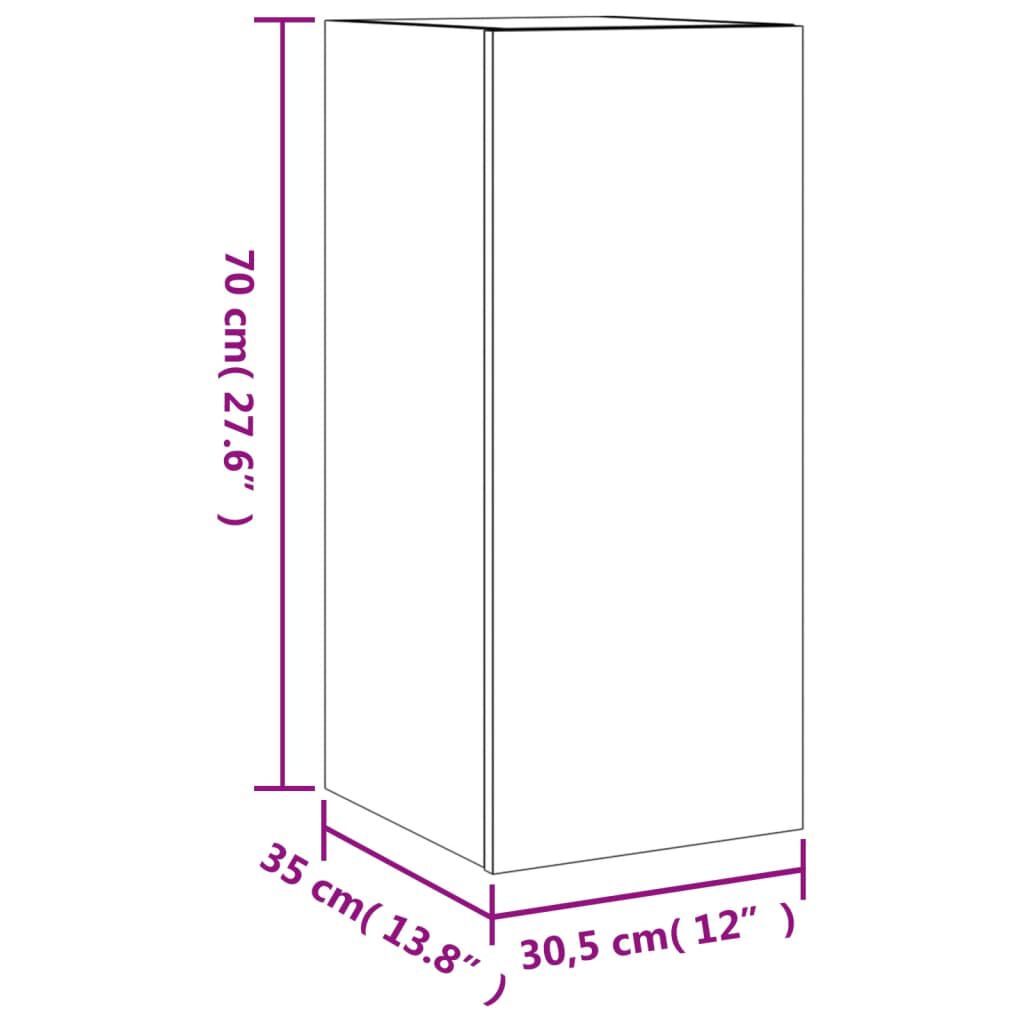 vidaXL Έπιπλο Τοίχου Τηλεόρασης με LED Καφέ Δρυς 30,5x35x70 εκ.