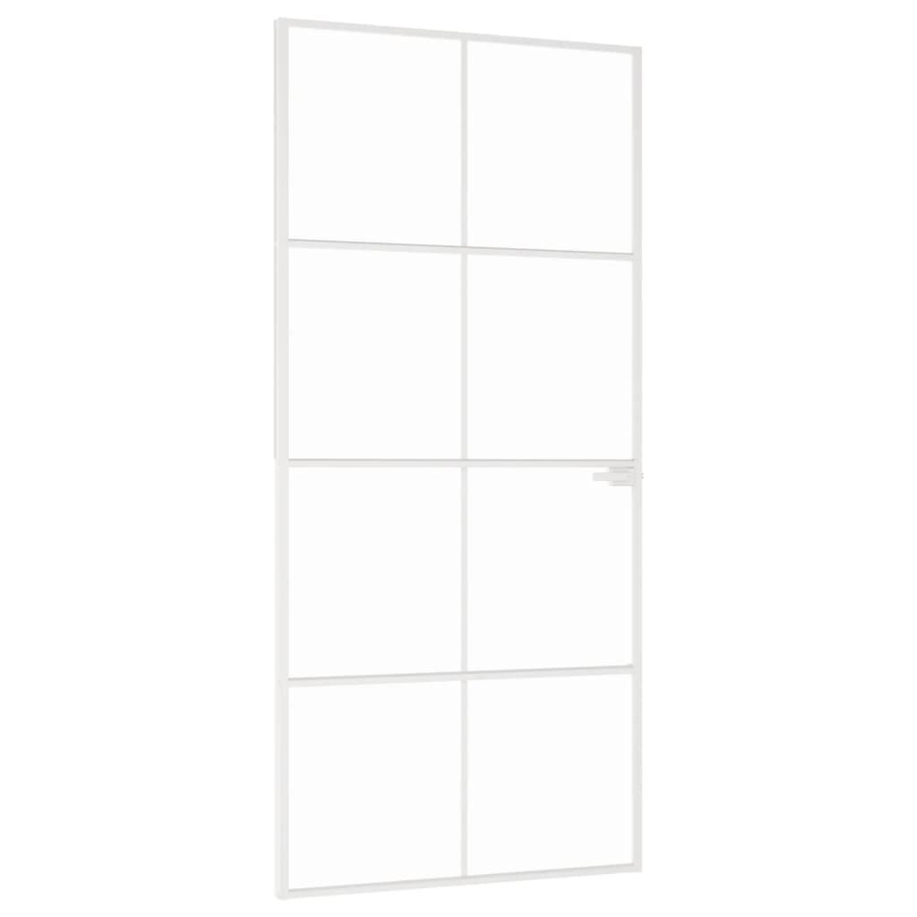 vidaXL Εσωτερική Πόρτα Λευκή 93x201,5 εκ. Ψημένο Γυαλί&Λεπτό Αλουμίνιο