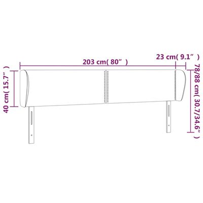 vidaXL Κεφαλάρι με Πτερύγια Ανοιχτό Γκρι 203x23x78/88 εκ. Βελούδινο