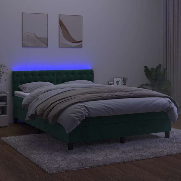 vidaXL &Kappa;&rho;&epsilon;&beta;ά&tau;&iota; Boxspring &mu;&epsilon; &Sigma;&tau;&rho;ώ&mu;&alpha; & LED &Sigma;&kappa;. &Pi;&rho;ά&sigma;&iota;&nu;&omicron; 140x190&epsilon;&kappa; &Beta;&epsilon;&lambda;&omicron;ύ&delta;&omicron;